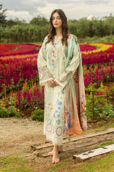 Unstitched 3-PC Chikan Embroidered Lawn Hemline Secret Garden By Mushq | Starlit Lilies